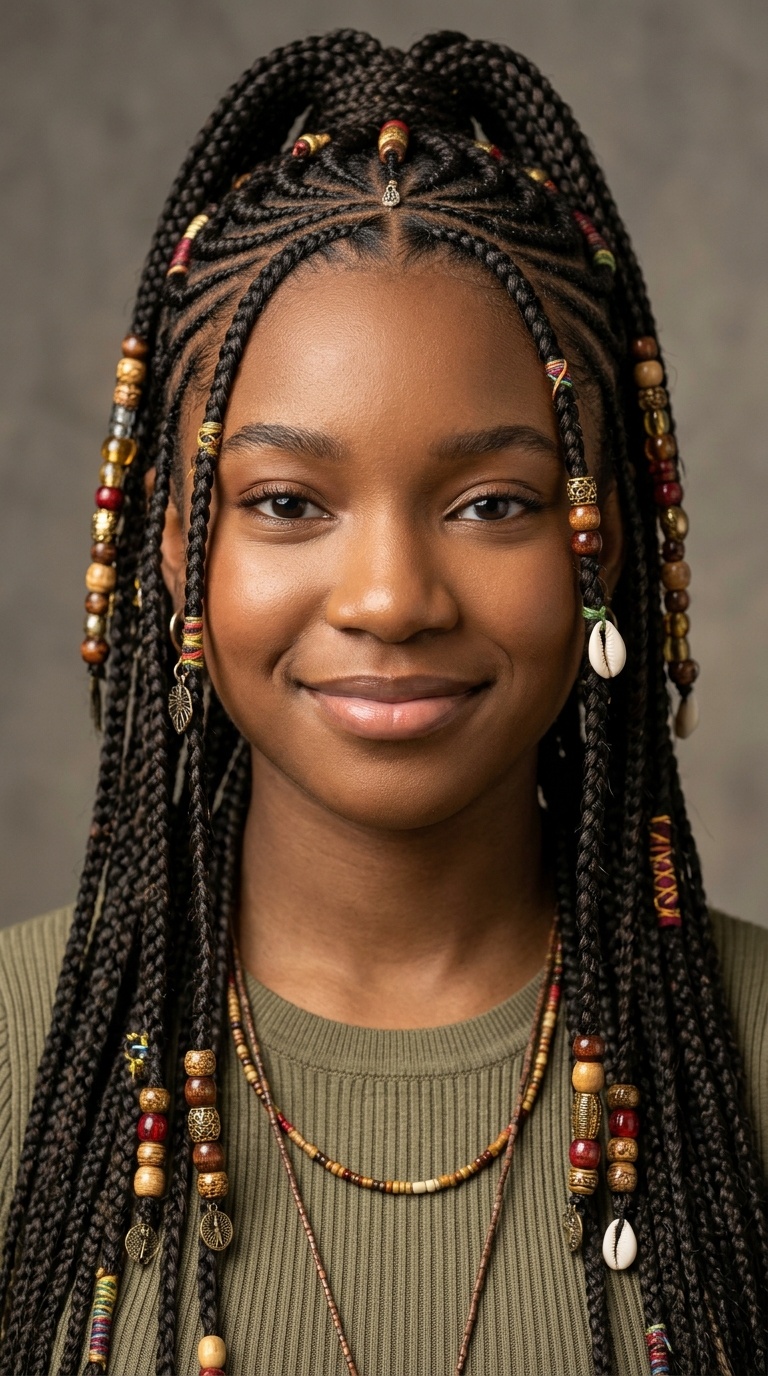 Fulani Braids with Beads and Charms