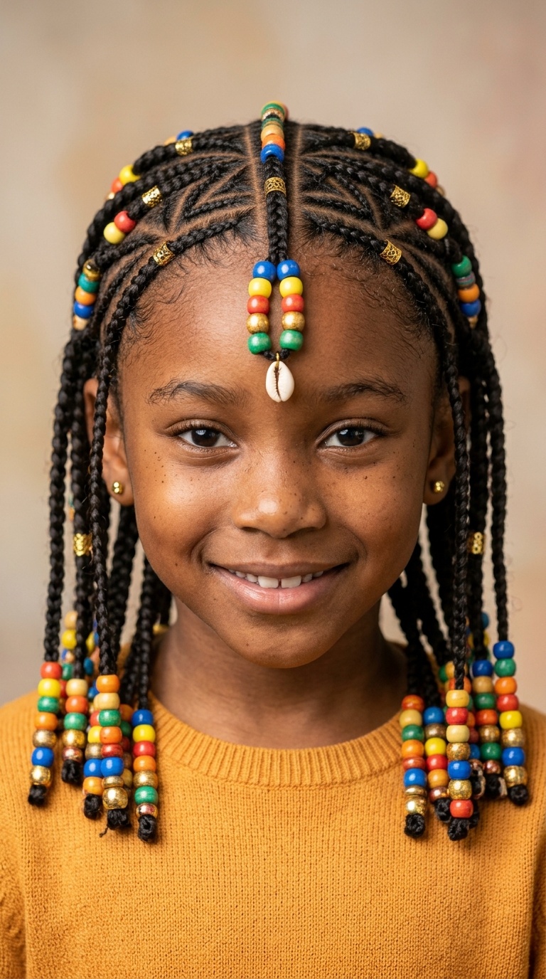Fulani Braids with Colorful Beads