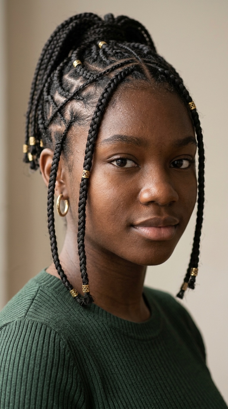 Fulani Braids with Criss-Cross Patterns