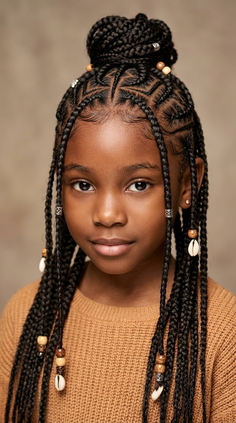 Fulani Braids with Geometric Patterns