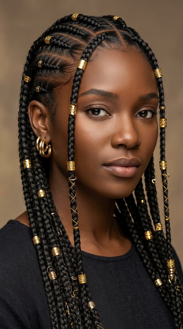 Fulani Braids with Gold Cuffs