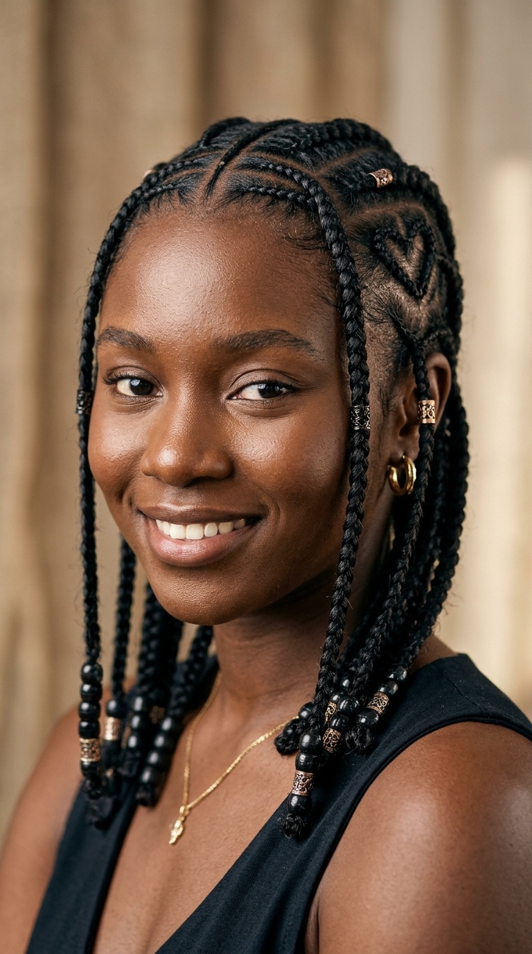 Fulani Braids with Heart Accents