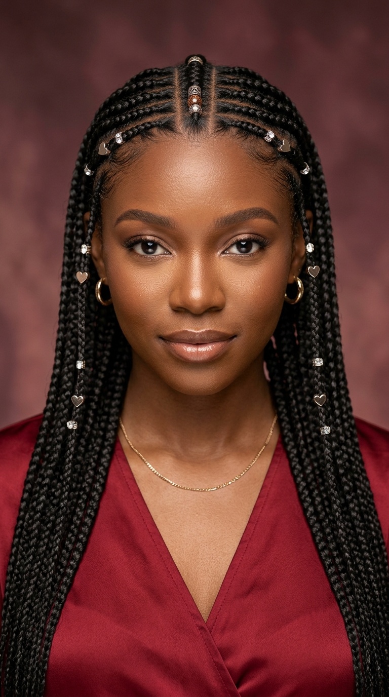 Fulani Braids with Heart Accents