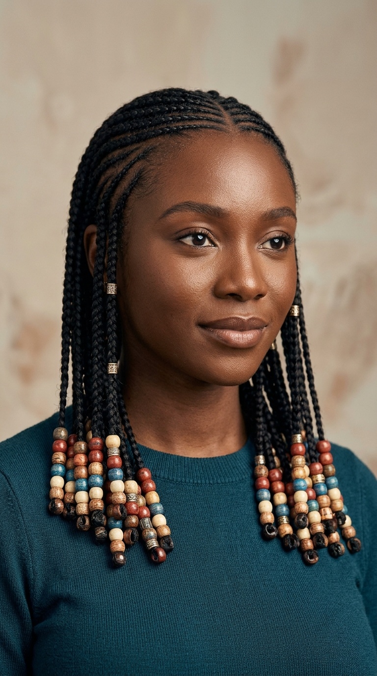 Fulani Braids with Intricate Beading