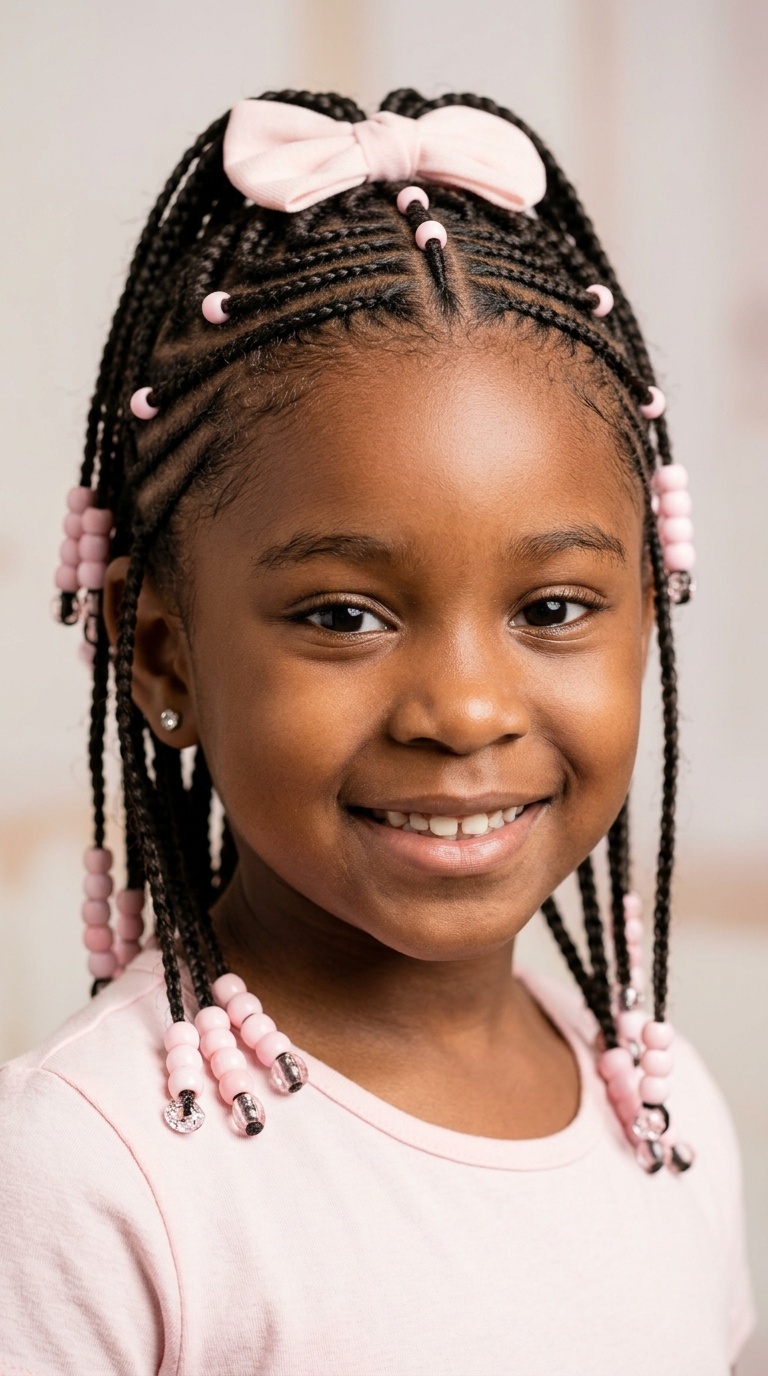 Fulani Braids with Pale Pink Accents