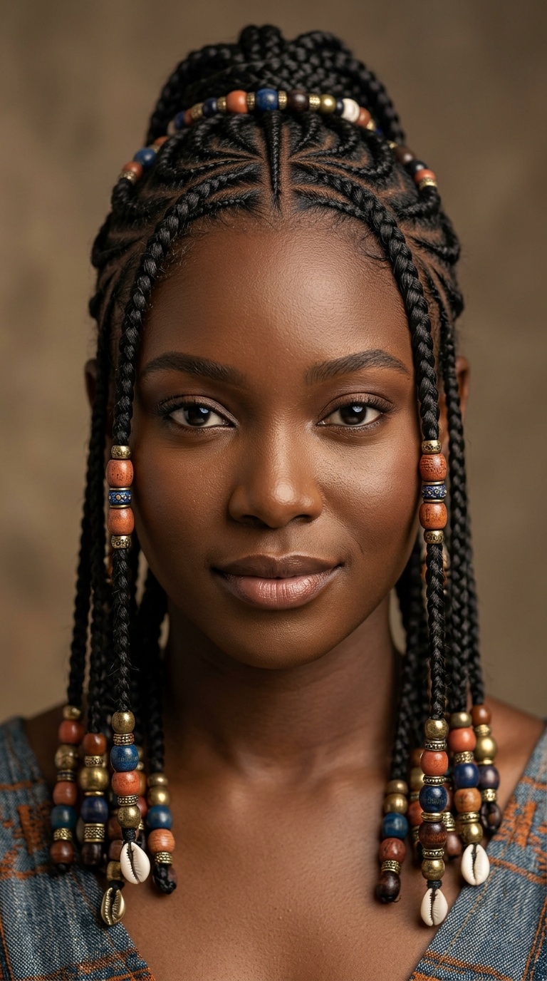 Fulani Braids with Traditional Beads
