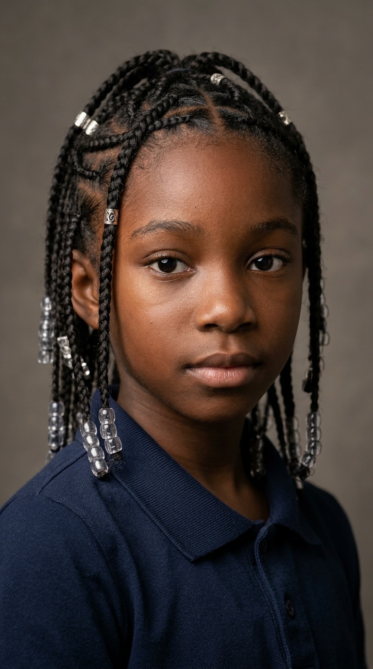 Fulani Braids with Transparent Beads