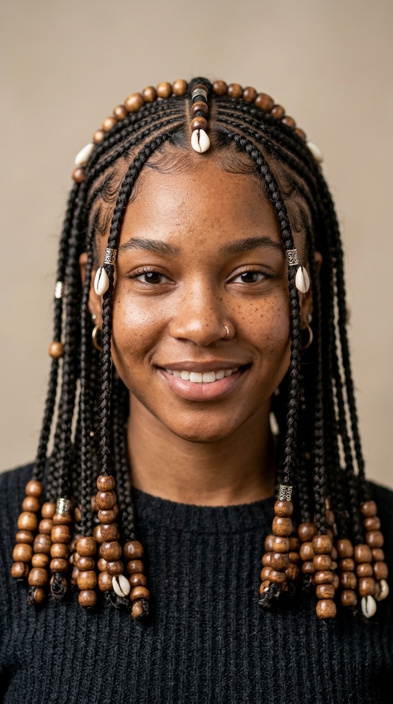 Fulani Braids with Wooden Beads