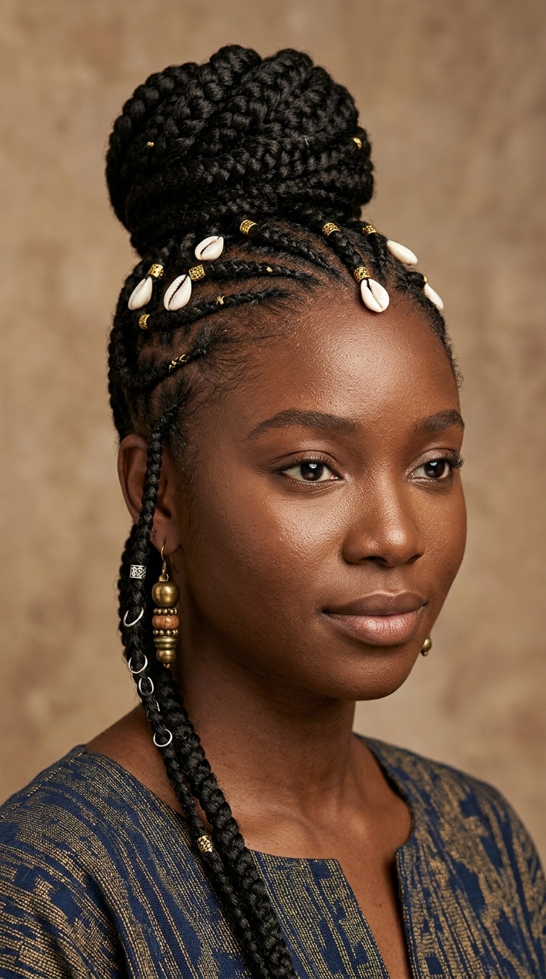Fulani-Inspired Braided Bun