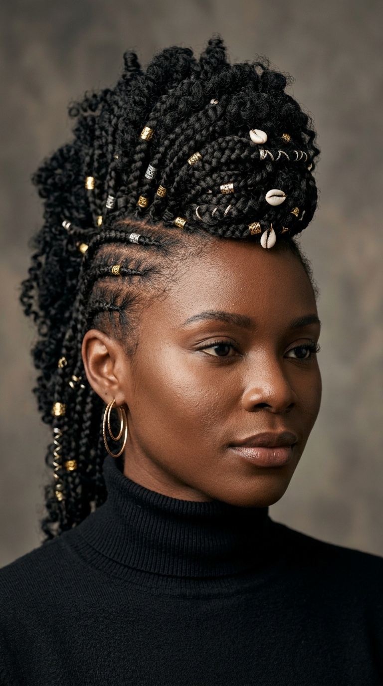 Fulani-Inspired Braided Mohawk
