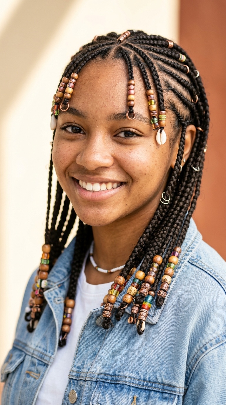 Fulani Inspired Braids with Beads