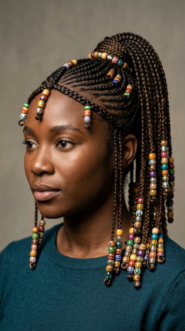 Fulani-Inspired Ponytail with Beads