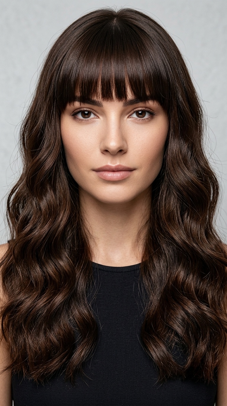 Full Blunt Fringe with Soft Mermaid Waves