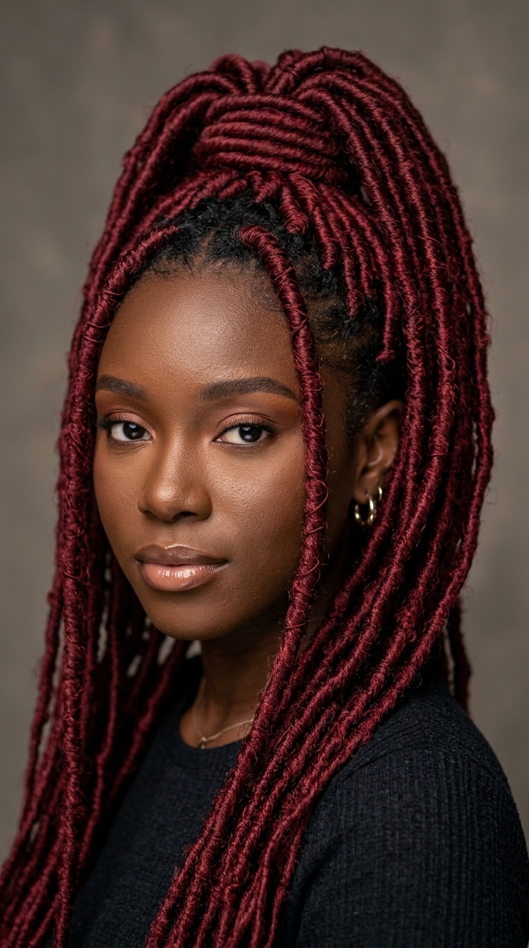 Garnet Faux Loc Ponytail