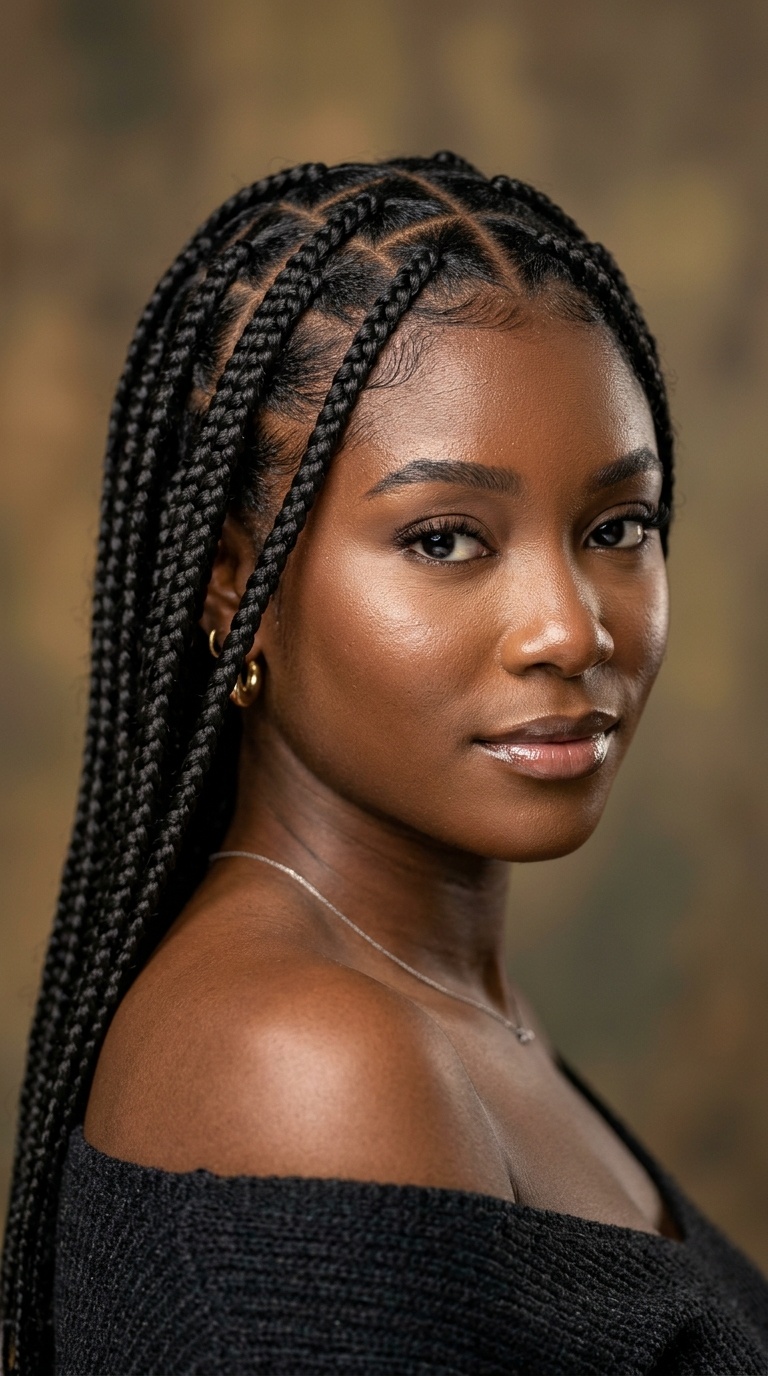 Geometric Parted Box Braids
