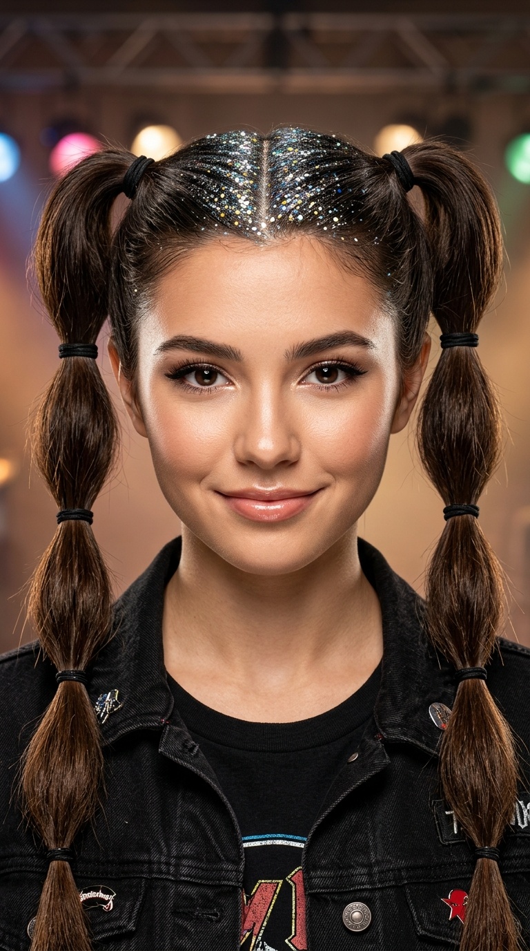 Glitter-Part Pigtails