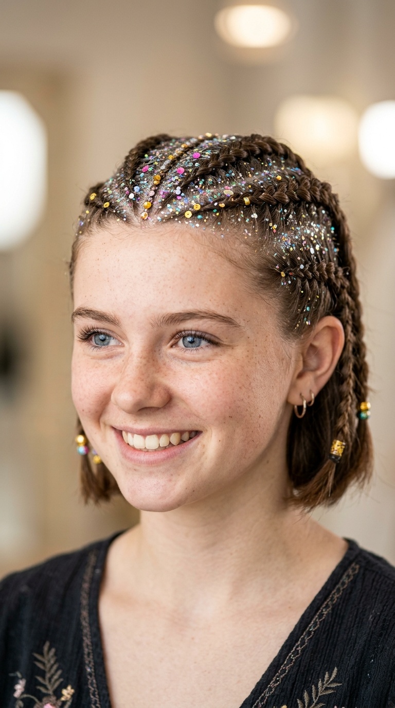 Glitter-Parted Festival Braids