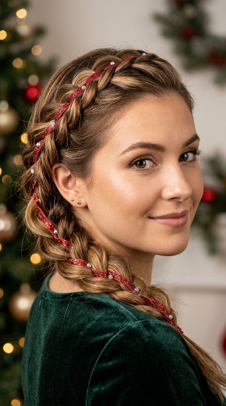 Glitter Ribbon Waterfall Braid