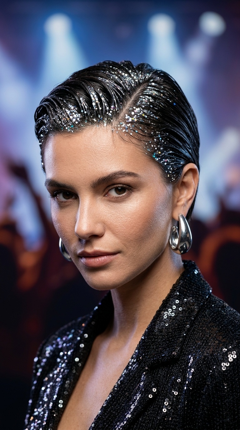 Glitter-Root Slick Back