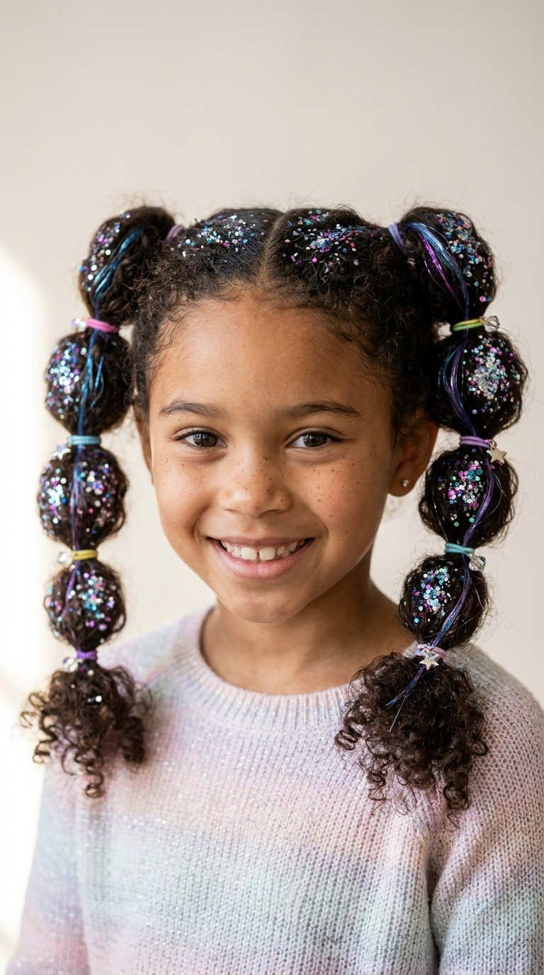 Glittery Galactic Bubble Pigtails