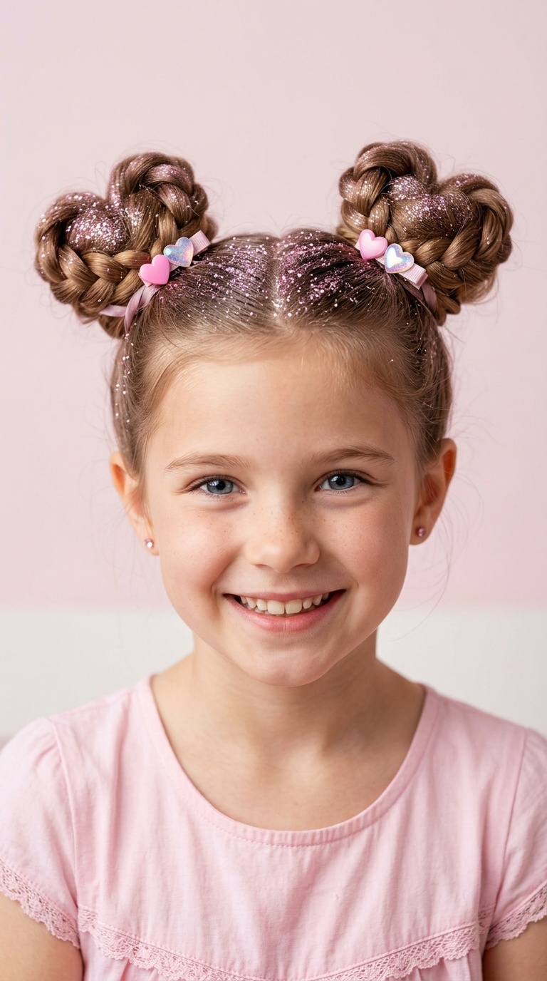 Glittery Space Bun Hearts