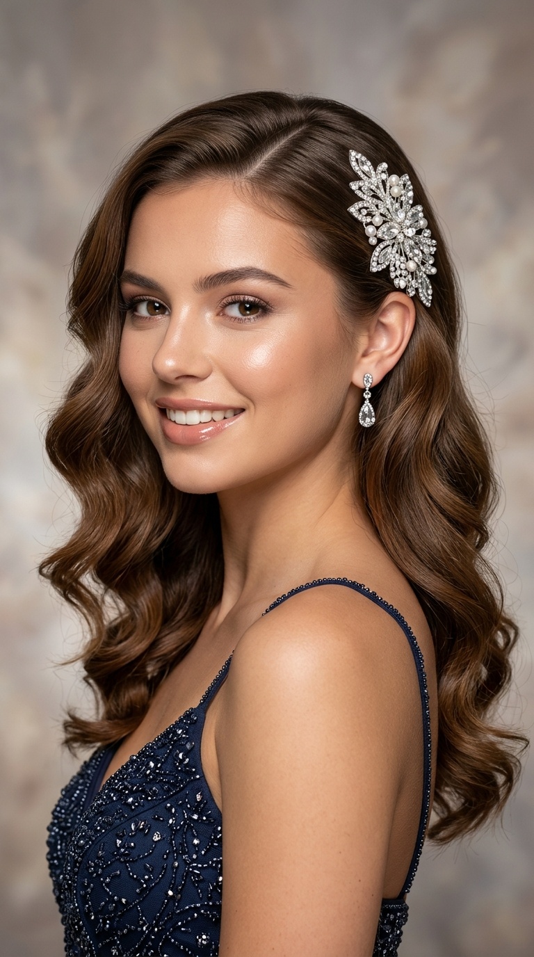 Glitzy Barrette Side-Part
