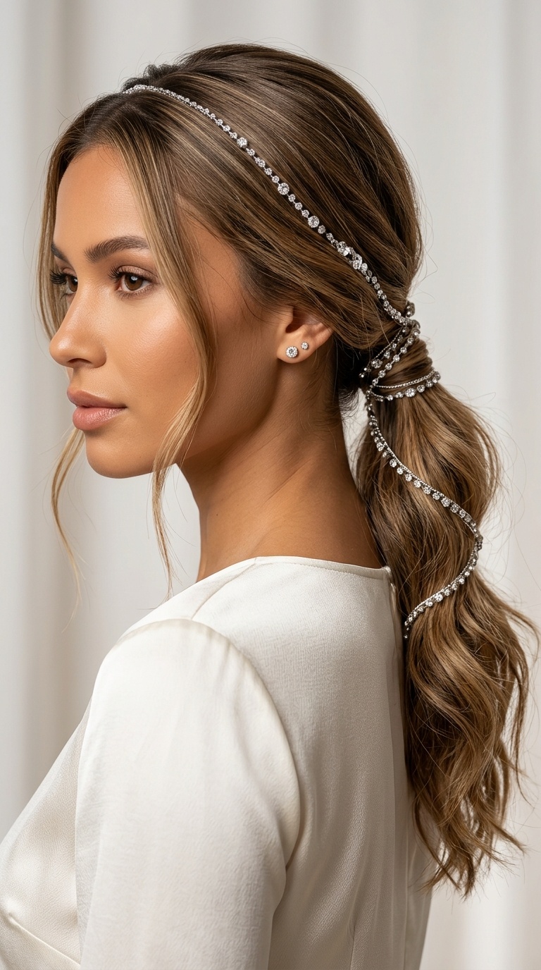 Glitzy Rhinestone Accented Pony