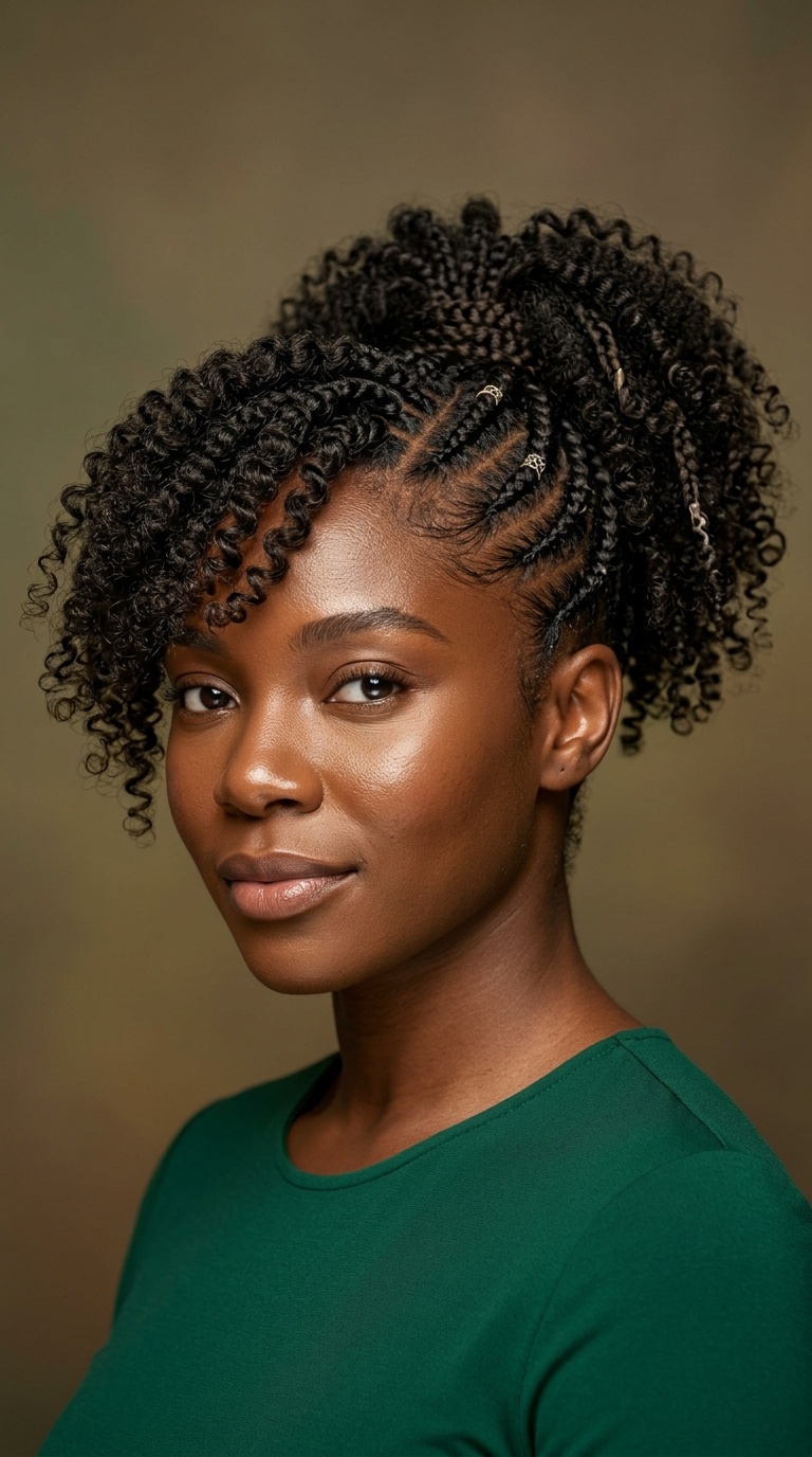 Goddess Braid Pony with Curly Side Fringe