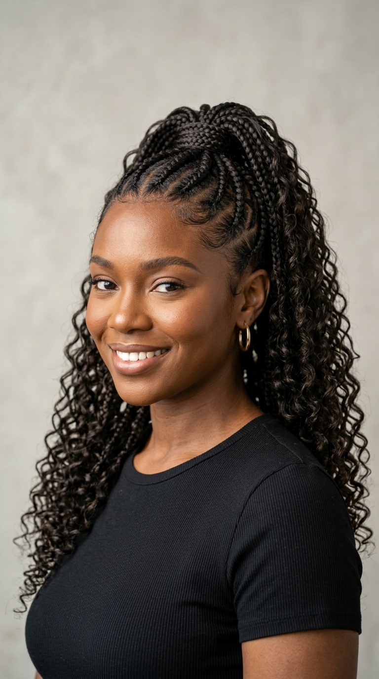 Goddess Braided Ponytail with Curly Ends