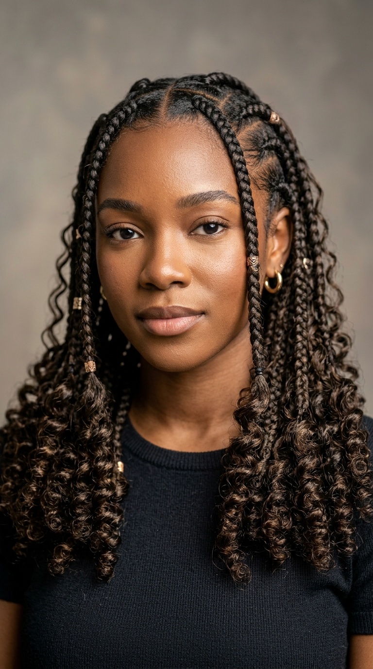 Goddess Braids with Curly Ends