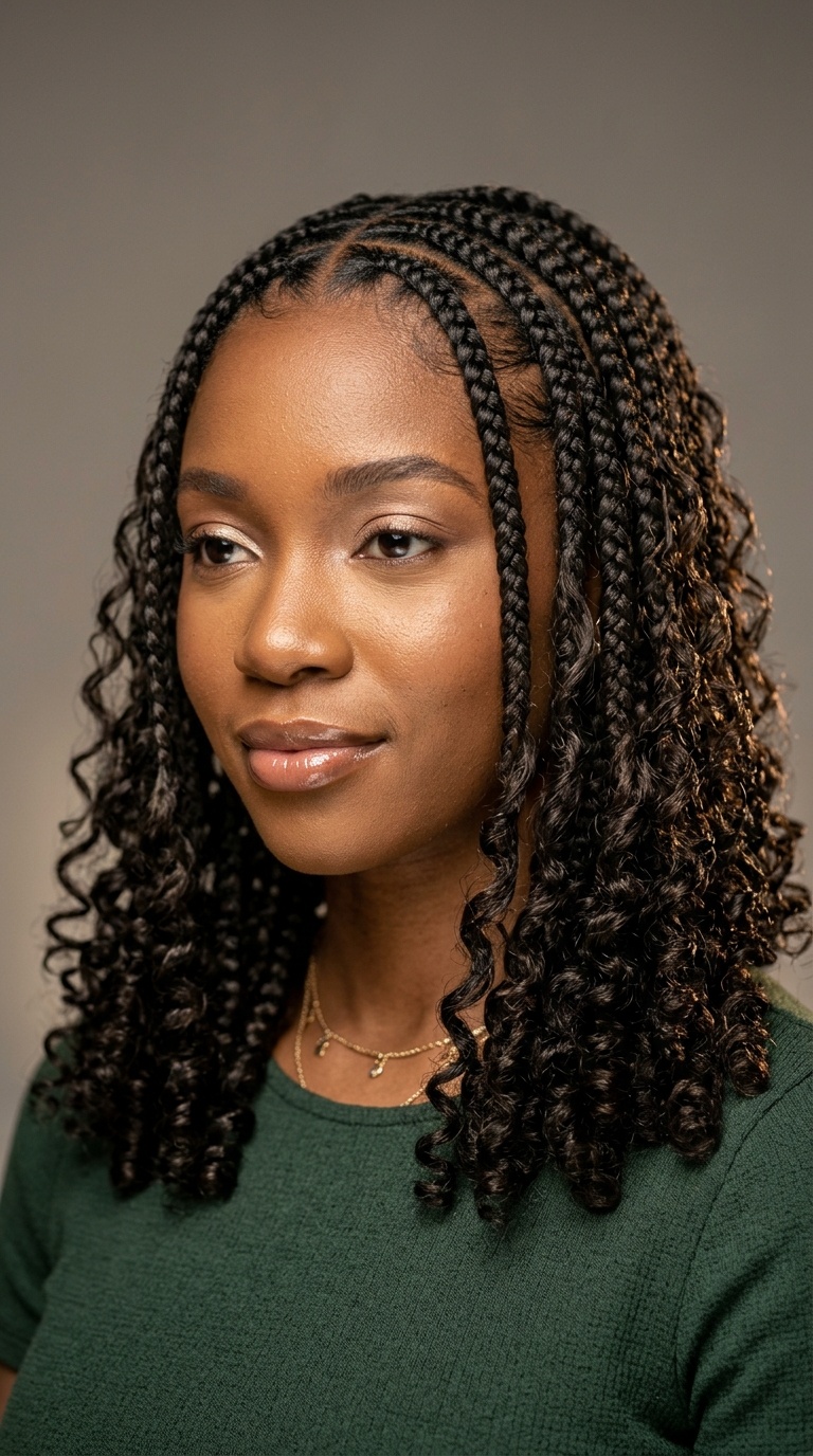 Goddess Braids with Curly Ends