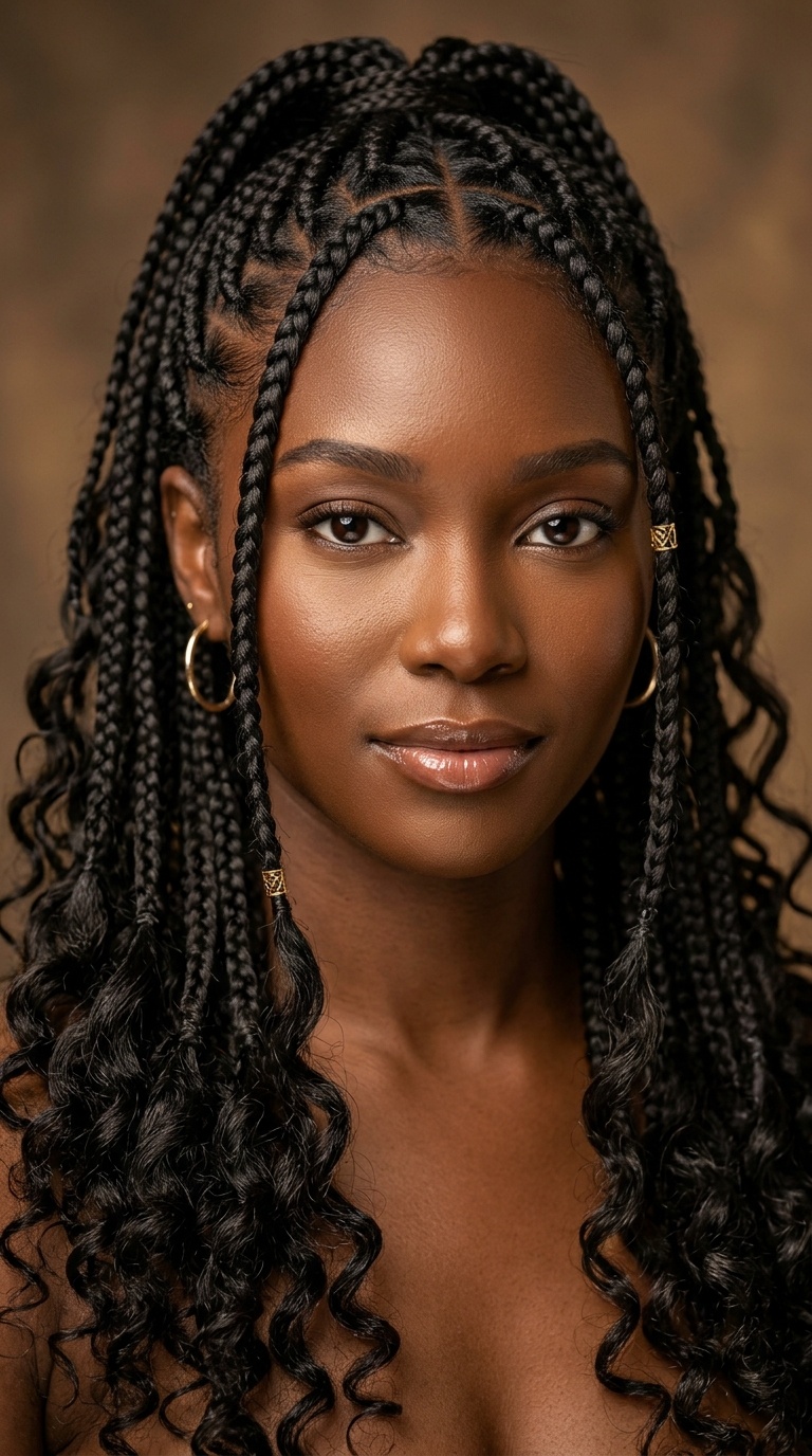 Goddess Braids with Curly Ends