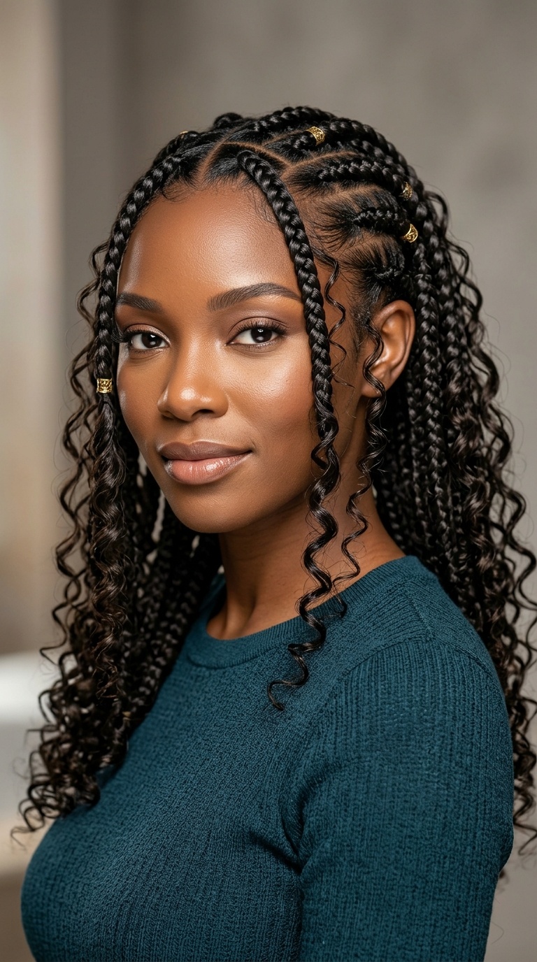 Goddess Braids with Curly Tendrils