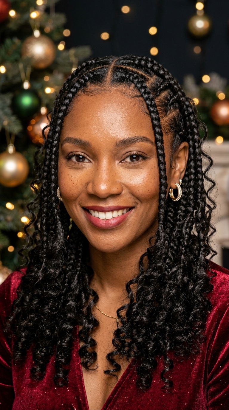 Goddess Braids with Curly Tendrils