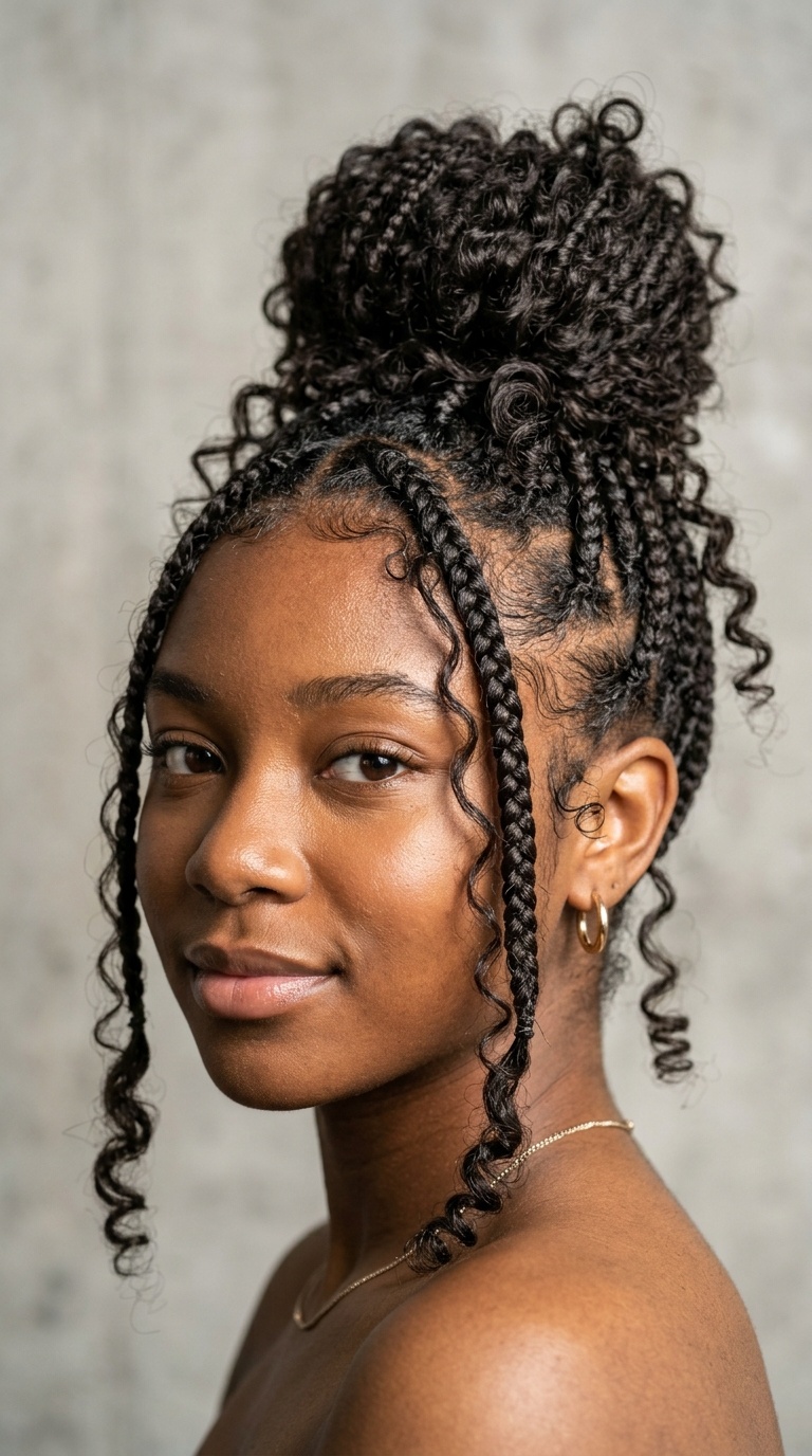 Goddess Braids with Curly Tendrils