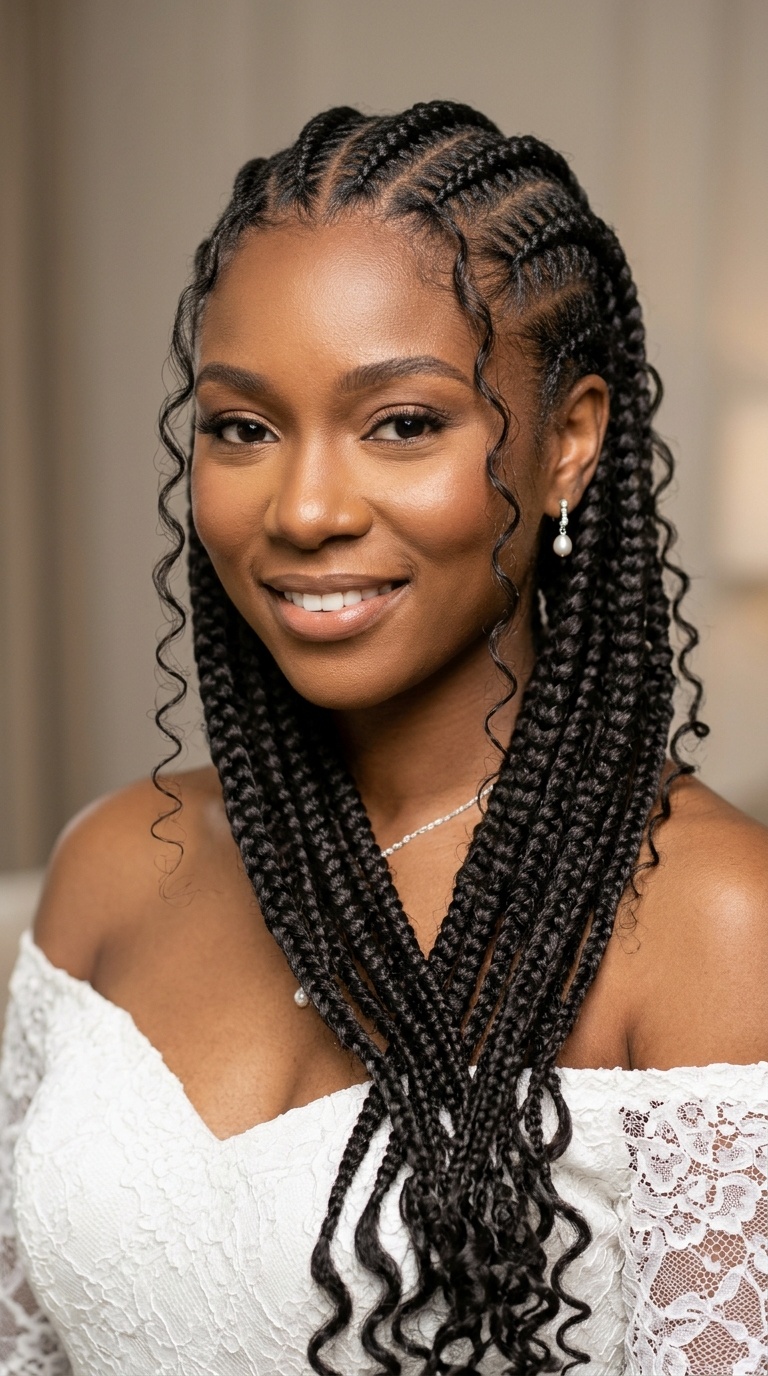 Goddess Braids with Face-Framing Tendrils
