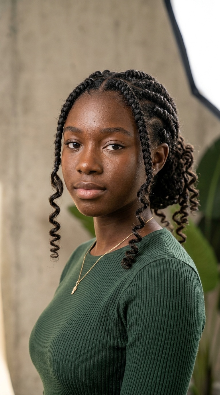 Goddess Braids with Face-Framing Tendrils
