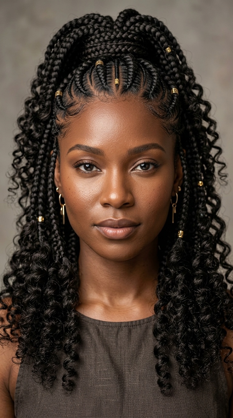 Goddess Cornrows with Curly Ends