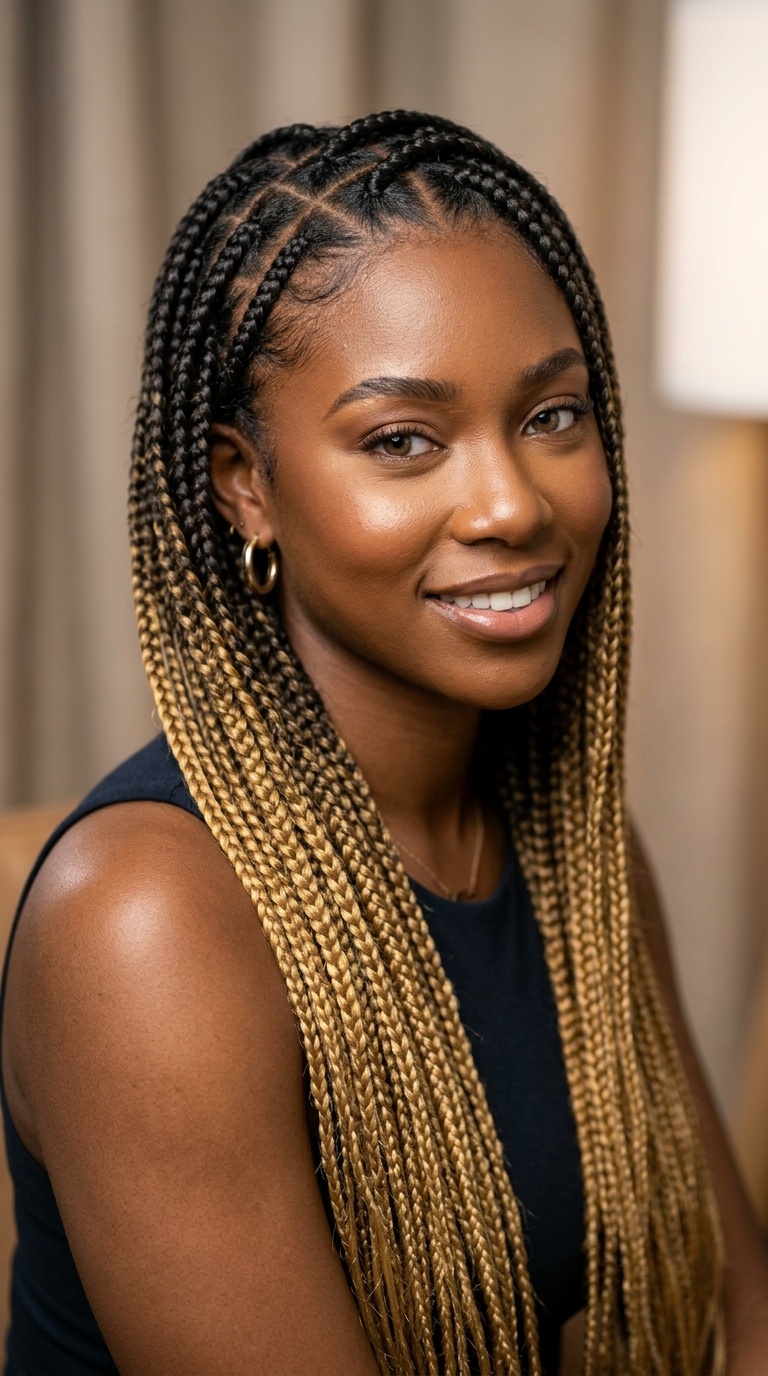Golden Goddess Knotless Braids