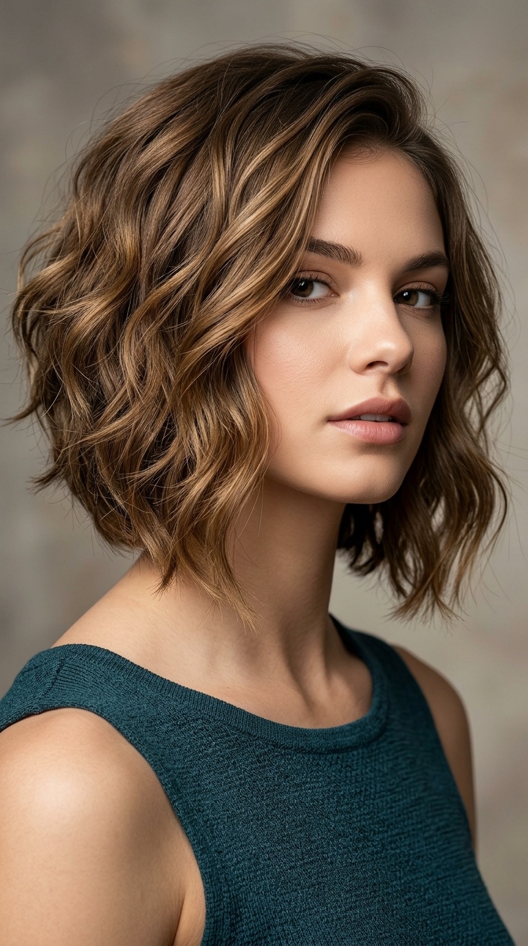 Graduated Wavy Bob with Stacked Layers