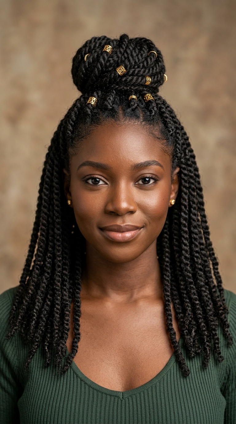 Half-Up Bun with Gold Cuffs