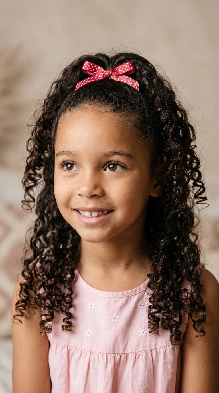 Half-Up Curly Bow Style