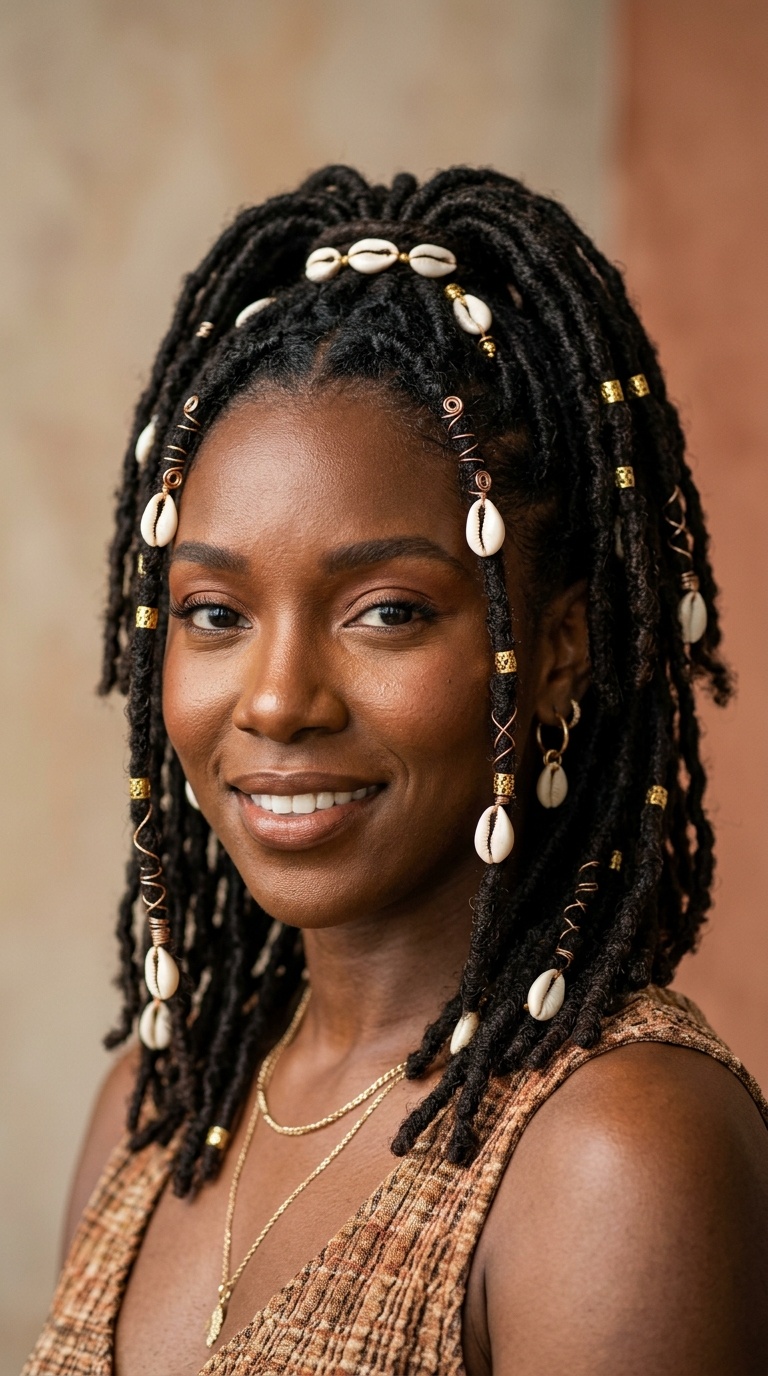 Half-Up, Half-Down Bob with Shell Adornments