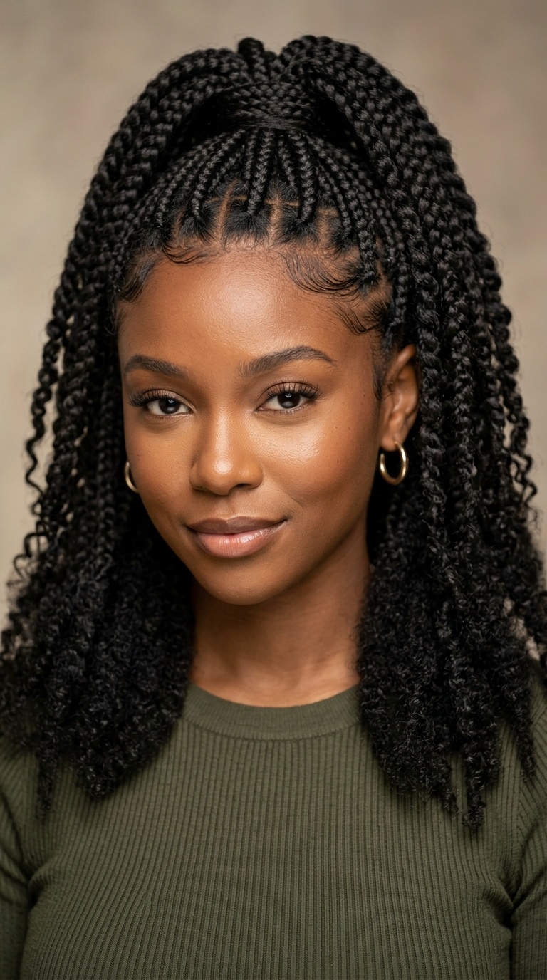 Half-Up Half-Down Braided Ponytail