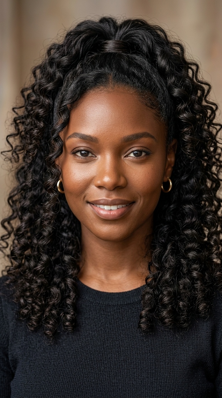 Half-Up, Half-Down Cascading Curls