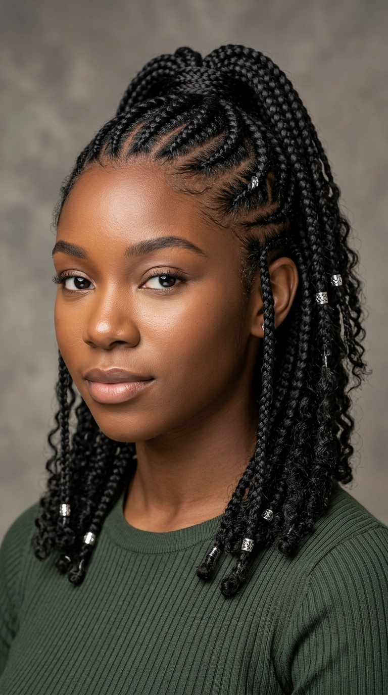 Half-Up Half-Down Cornrows