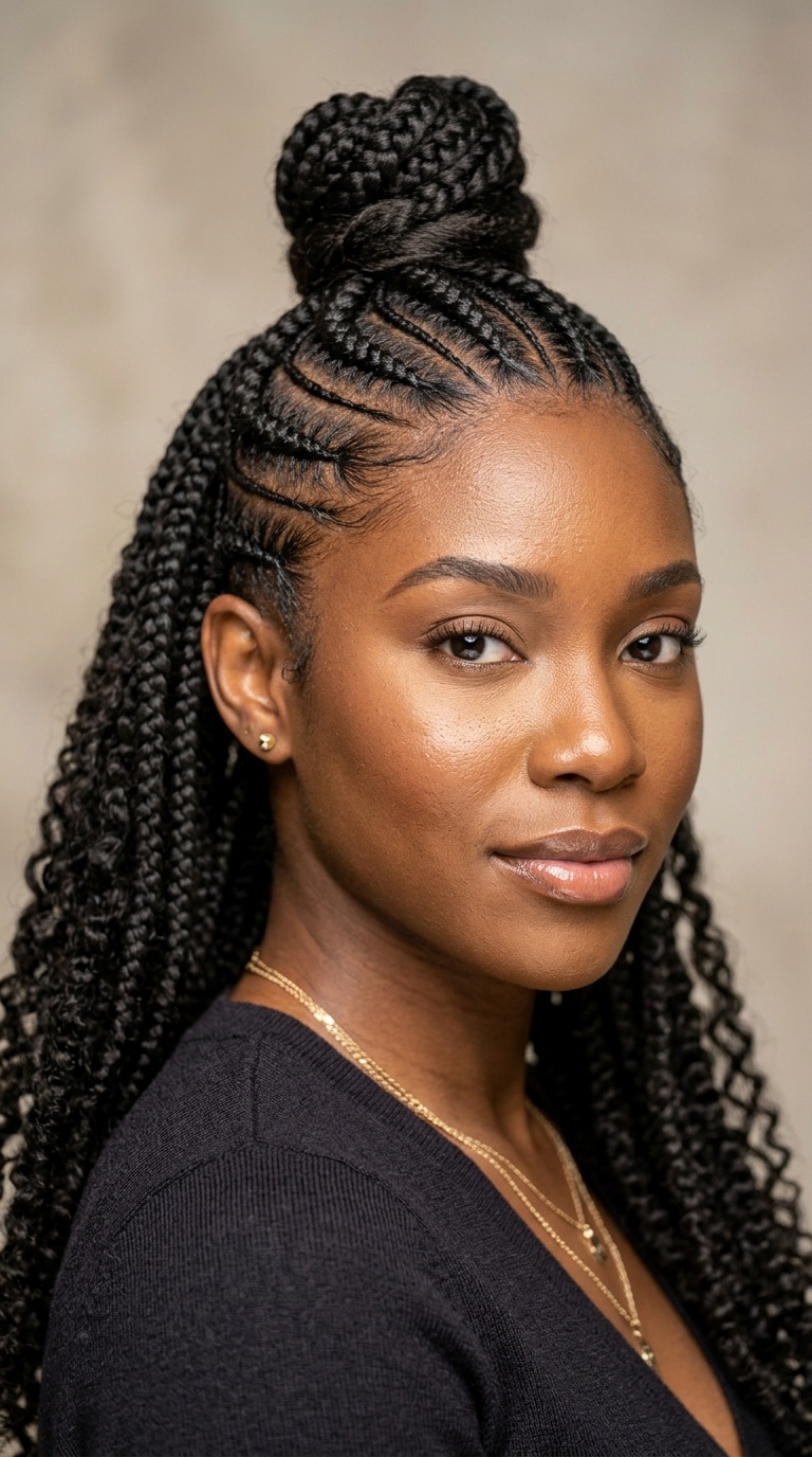 Half-Up Half-Down Cornrows