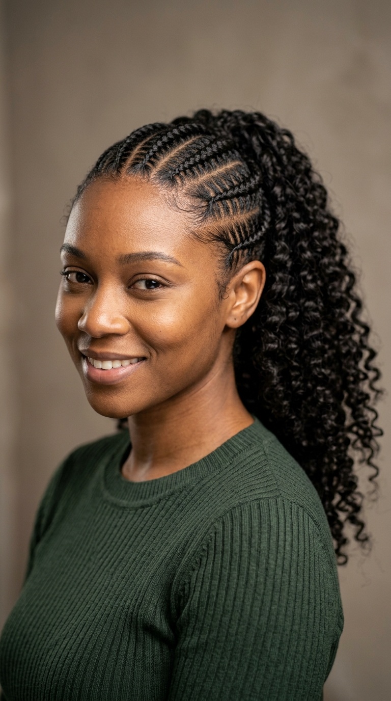 Half-Up Half-Down Cornrows