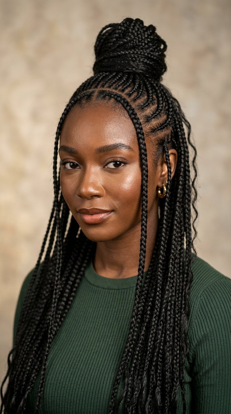 Half-Up Half-Down Cornrows