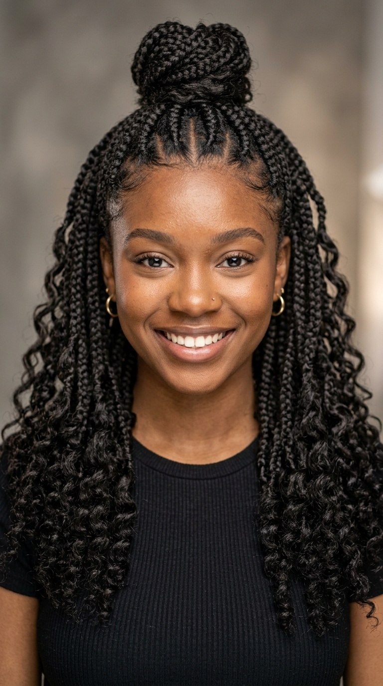 Half-Up Half-Down Crochet Braids